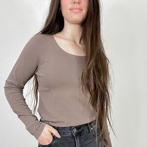 Company Ellen Tracy Brown Scoop Neck Long Sleeve